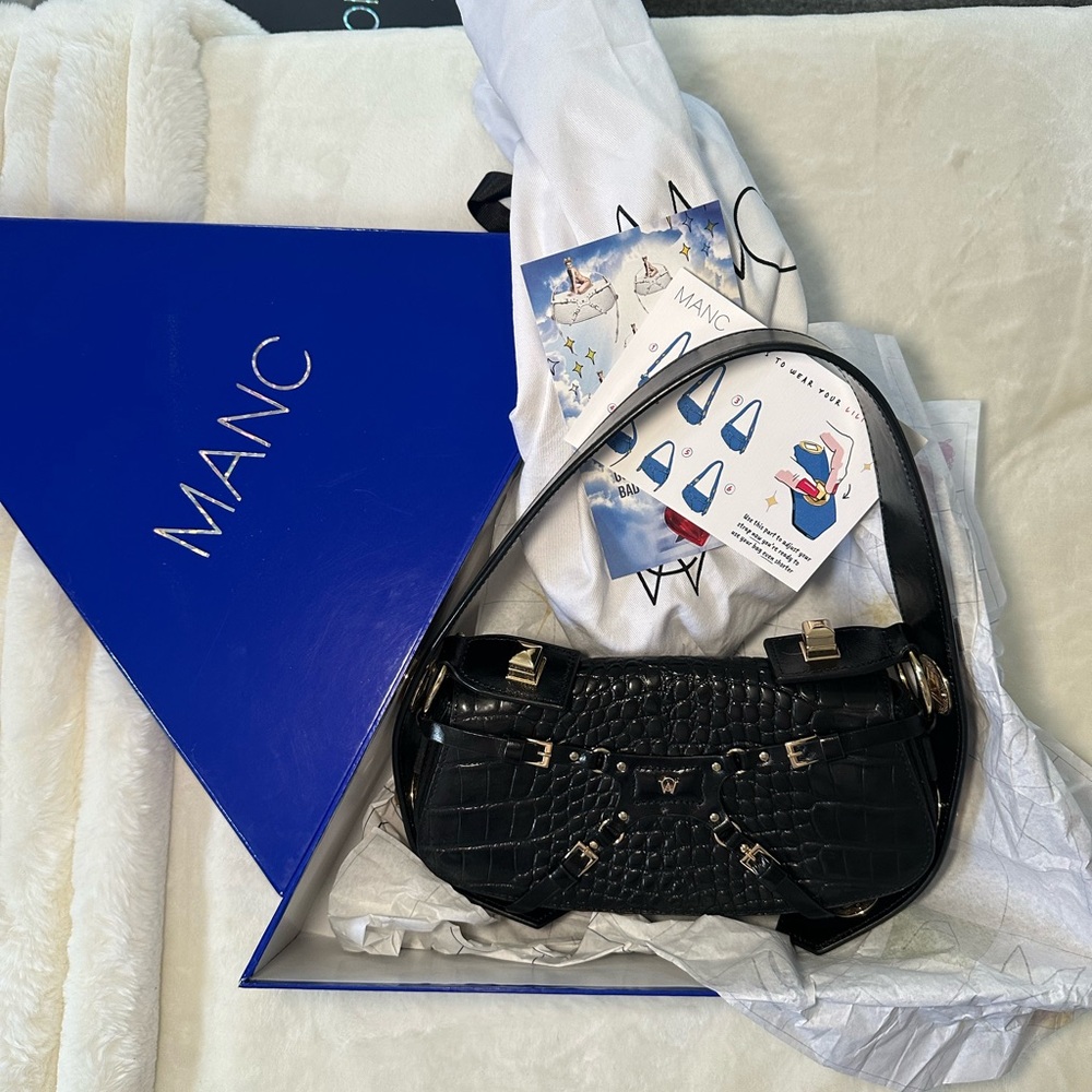 Manc Lilith - Black Croc Shoulder Bag (100% authentic)